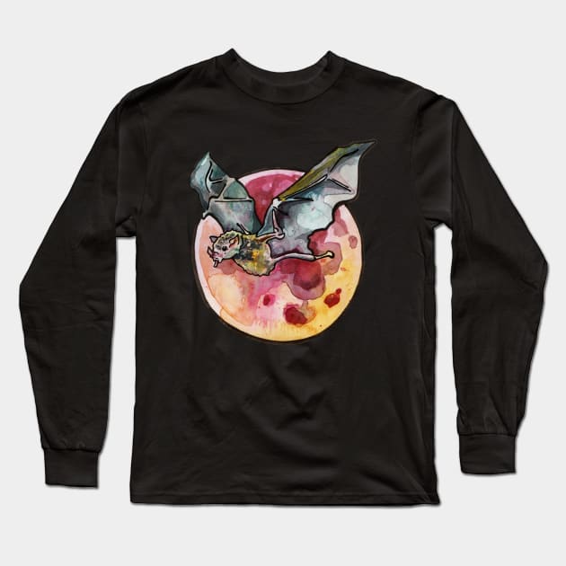 Blood Moon Bat Long Sleeve T-Shirt by JenTheTracy